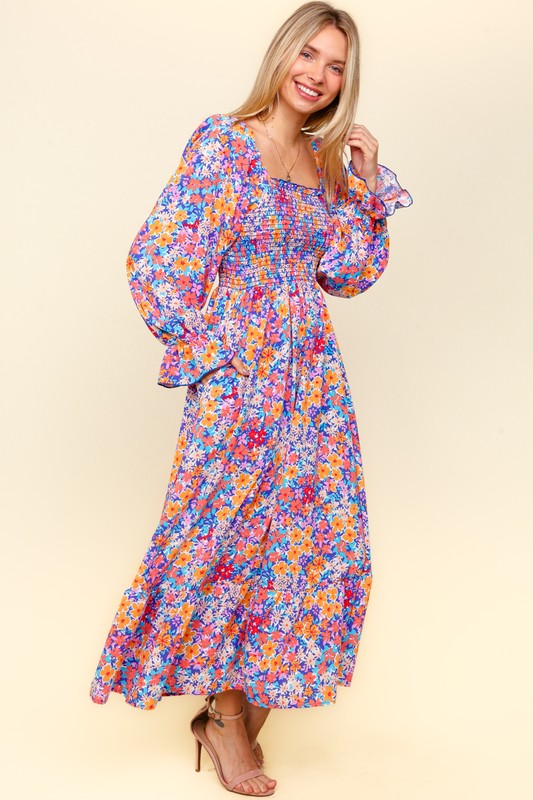 Floral Flounce Sleeve Dress