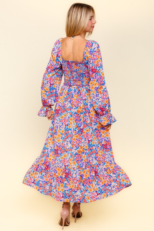 Floral Flounce Sleeve Dress