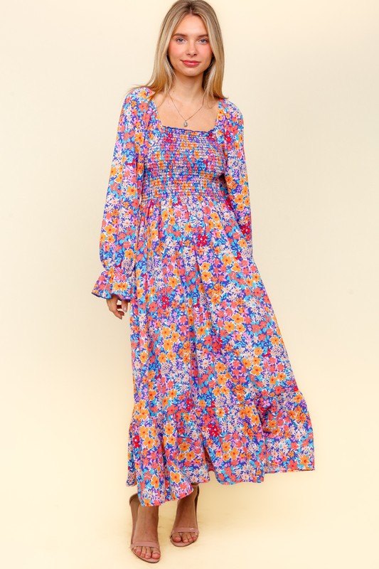 Floral Flounce Sleeve Dress